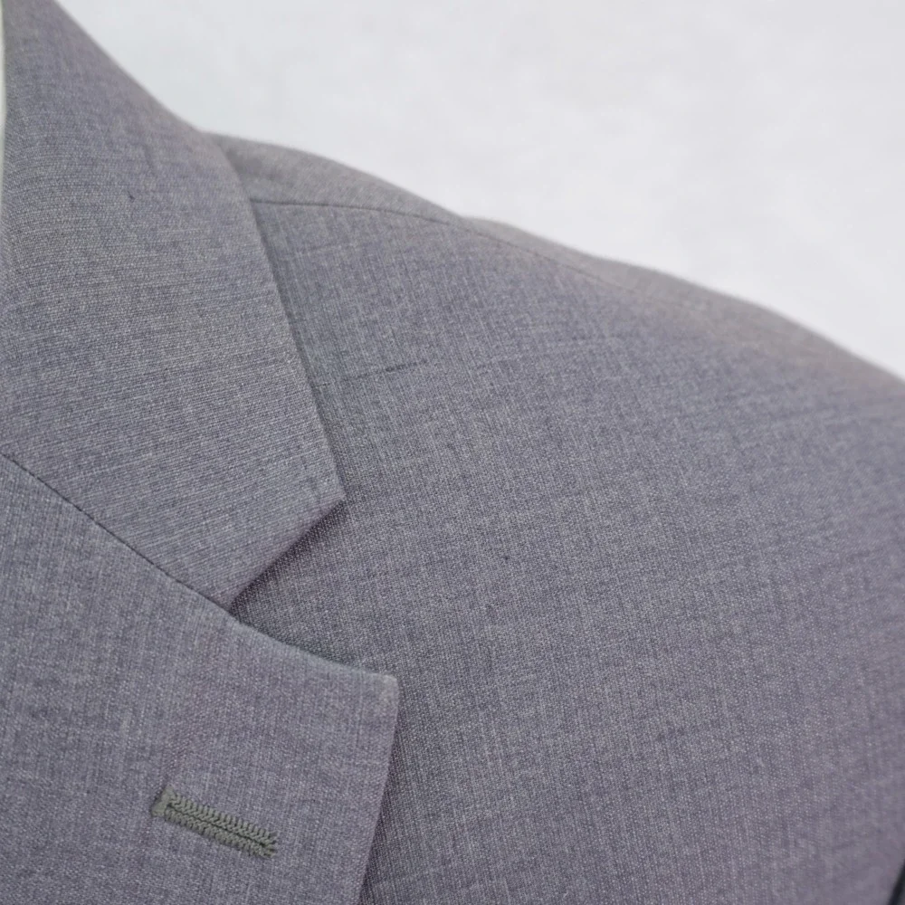 DAMAGED Pronto Uomo Polyester Wool Suit Jacket‎ Gray 44R Tagged 46R  2 Button